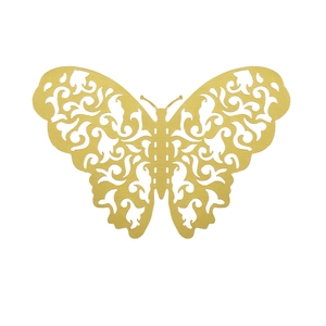 3D hollow golden butterfly wall stickers with intricate vine patterns for home DIY decoration