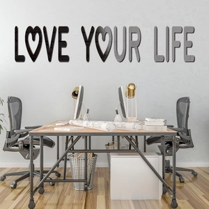 Love Your Life 3D acrylic mirror wall stickers for modern home and office decoration