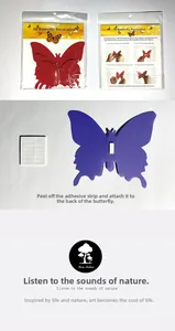 Détails de stickers muraux papillons 3D en PVC avec pastilles adhésives en emballage