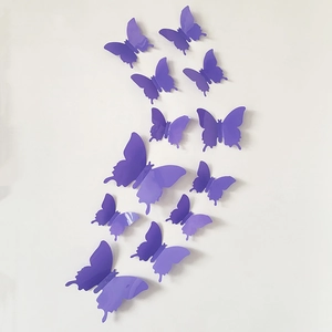 Lot de 12 papillons muraux 3D violets avec ailes en PVC pliables pour déco intérieure