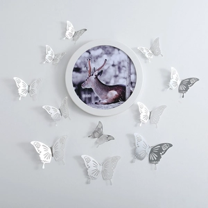 72-piece silver 3D hollow butterfly wall stickers with rose patterns for home decoration