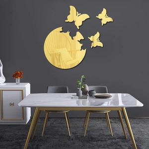 Golden acrylic mirror butterfly wall stickers for DIY home and bedroom decoration