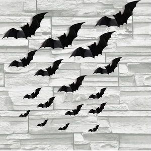 Pegatinas de Pared 3D Halloween Murciélago Araña Negro PVC Decoración Fiesta Terrorífica Impermeable Para Pared Hogar