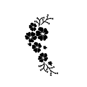 Minimalist black hibiscus flower acrylic mirror wall stickers with elegant vine accents