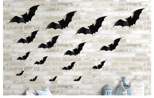Pegatinas de pared de murciélagos 3D negros en varios tamaños para decorar Halloween