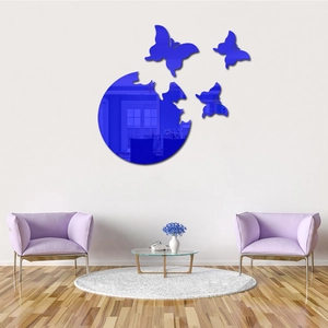 Blue acrylic butterfly mirror wall stickers for modern DIY home living room decoration