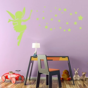 Adesivi murali fatata e stelle fluorescenti per cameretta bambini decorazione fai-da-te