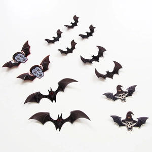 Set di adesivi murali 3D Halloween con pipistrelli e scheletri per decoro festa