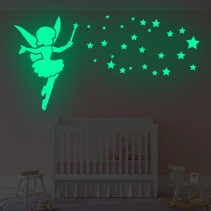 Adesivi murali fata e stelle luminose per cameretta bambini decorazione fluorescente DIY