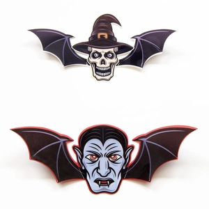 Dettagli di adesivi murali 3D per Halloween con teschi e pipistrelli stile vampiro