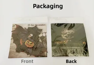 3D Halloween bat wall stickers set with pumpkin designs in retail packaging