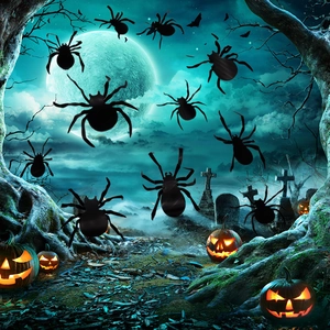 Pegatinas de pared de arañas negras 3D para decoración temática de Halloween y fiestas