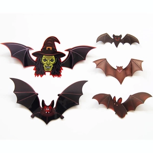 Halloween 3D bat wall stickers with green face witch for festive window and home DIY decoration