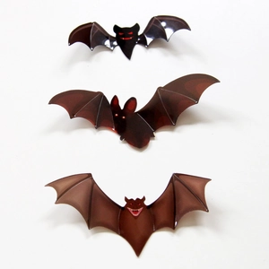 3D Halloween bat wall stickers with red eyes for spooky home window and party decor