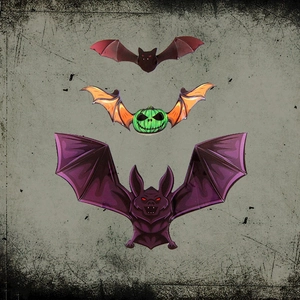 3D Halloween wall stickers set with bat and pumpkin designs for festive party decoration
