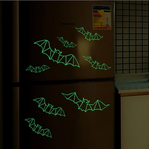 Glow in the dark 3D bat wall stickers for Halloween party home decoration, 12 pieces set