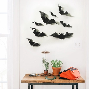 Halloween 3D bat wall stickers with 12 pieces for spooky party room decoration