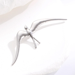 Broche hirondelle en acier inoxydable poli argenté pour accessoires vestimentaires femme