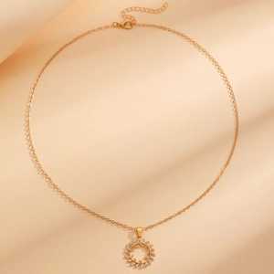 Elegant gold zircon olive leaf wreath necklace with adjustable chain for women