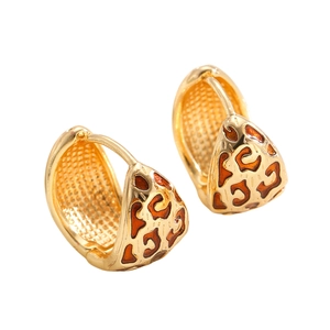 Vintage Creolen mit Leopardenmuster, goldenem Metall und Emaille-Finish für Damen