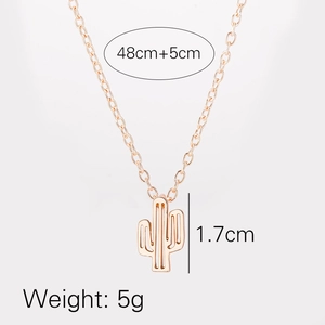 Roségold Kaktus Kette mit Maßen von 1.7cm Anhängerhöhe und 48cm Kettenlänge im Detail