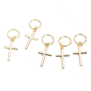 Ensemble de 5 breloques croix en métal doré poli pour accessoires de cheveux et bijoux DIY