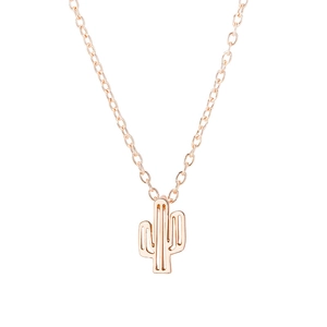 Minimalistische Kaktus-Anhänger-Halskette in Roségold mit feiner Gliederkette für Damen