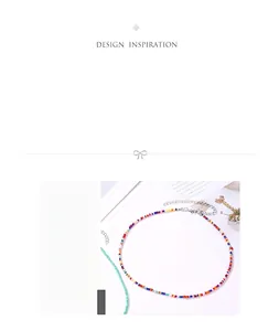 Detailed macro view of bohemian colorful seed bead necklace with adjustable silver lobster clasp