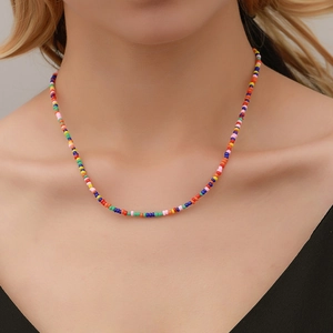 Bohemian Handmade Colorful Beads Choker Necklace For Women Summer Beach Seed Beads Clavicle Chain Neck Jewelry Gift