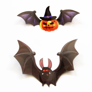 Halloween PVC 3D bat wall stickers with pumpkin wizard hat and scary cartoon faces decor