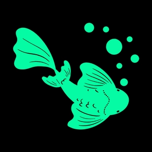 Luminous koi fish wall sticker detail with glowing bubbles for creative DIY home decor