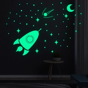 Stickers muraux phosphorescents d'espace et étoiles pour la décoration de chambre d'enfant