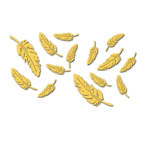 Stickers muraux 3D en forme de plume jaune pour décoration créative de la maison