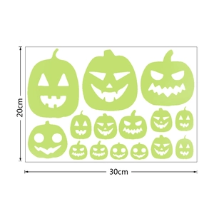 Luminous Halloween pumpkin wall decals set of 16 for festive home party decoration