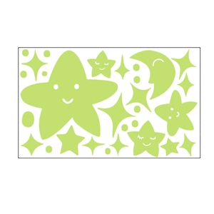 Luminous wall stickers set featuring cartoon smiling stars and moon for kids room decor