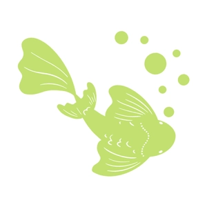 Luminous koi fish wall stickers in light green with bubble accents for home DIY decor
