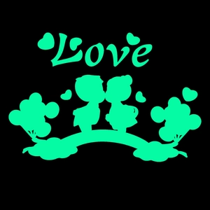 Stickers Muraux Noctiluques Couple Coeur d'Amour Brillent Dans le Noir Silhouette Romantique PVC Décalcomanies Fluorescentes Pour Chambre