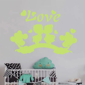 Stickers muraux lumineux Love avec silhouette de couple pour décoration de chambre
