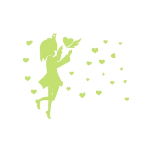 Sticker mural lumineux avec silhouette de fille en prière et cœur pour chambre d'enfant