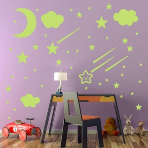 Leuchtende Mond und Sterne Wandaufkleber Set für Kinderzimmer Wanddeko im Dunkeln