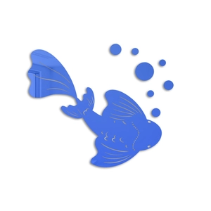 Dettaglio di adesivi murali carpa koi in specchio acrilico blu e specchi a bolle