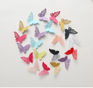 Detailed view of 3D hollow butterfly wall stickers with double-layered pearl paper design