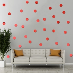 Modern red acrylic mirror circle wall stickers DIY decor for a stylish living room