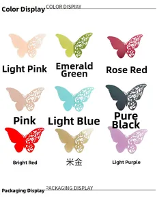 Detail of 3D hollow butterfly wall stickers in nine colors with vine pattern cutouts
