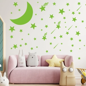 Luminous moon and stars wall stickers set for children's bedroom creative wall decor