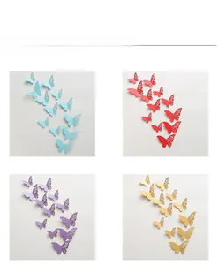Detailed 3D butterfly wall stickers in blue, red, purple, and gold with镂空 layering