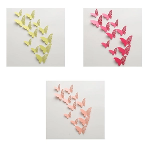 Detail of 3D layered hollow pearl paper butterflies in yellow, rose red and light pink