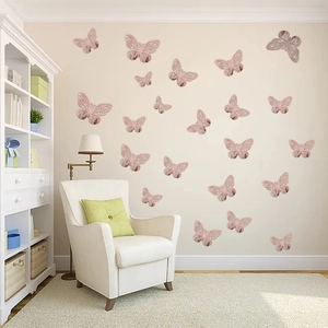 3D hollow butterfly wall stickers in rose gold metal finish for living room home decoration