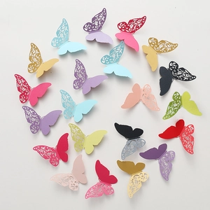Modern 3D Hollow Pearlescent Paper Butterfly Wall Stickers For Home Decor Bedroom Living Room Wedding Party Wall Art Decoration