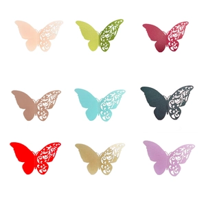 Set of 9 colorful 3D hollow pearlescent paper butterfly wall stickers for home decoration